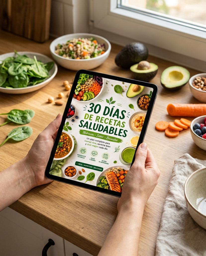 30 Días de Recetas Saludables en uso (imagen ilustrativa)