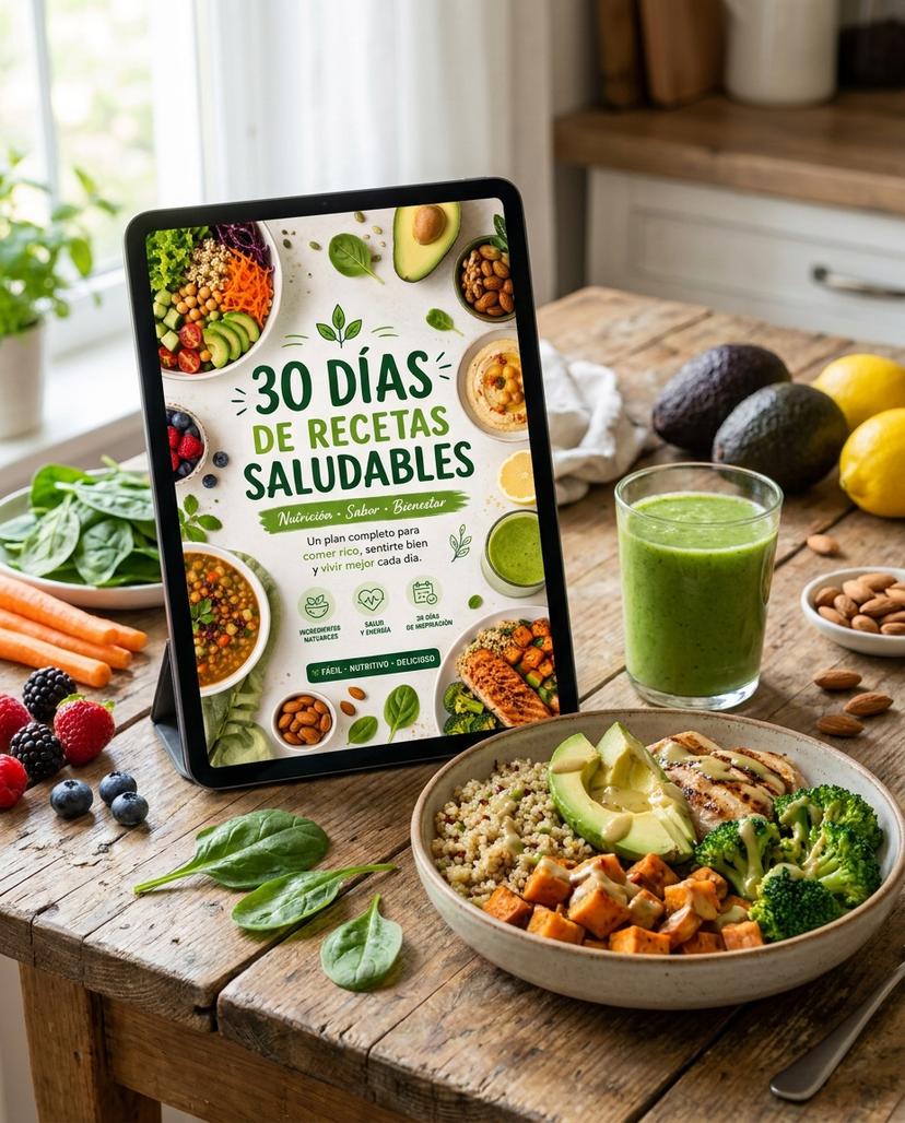 30 Días de Recetas Saludables en uso (imagen ilustrativa)